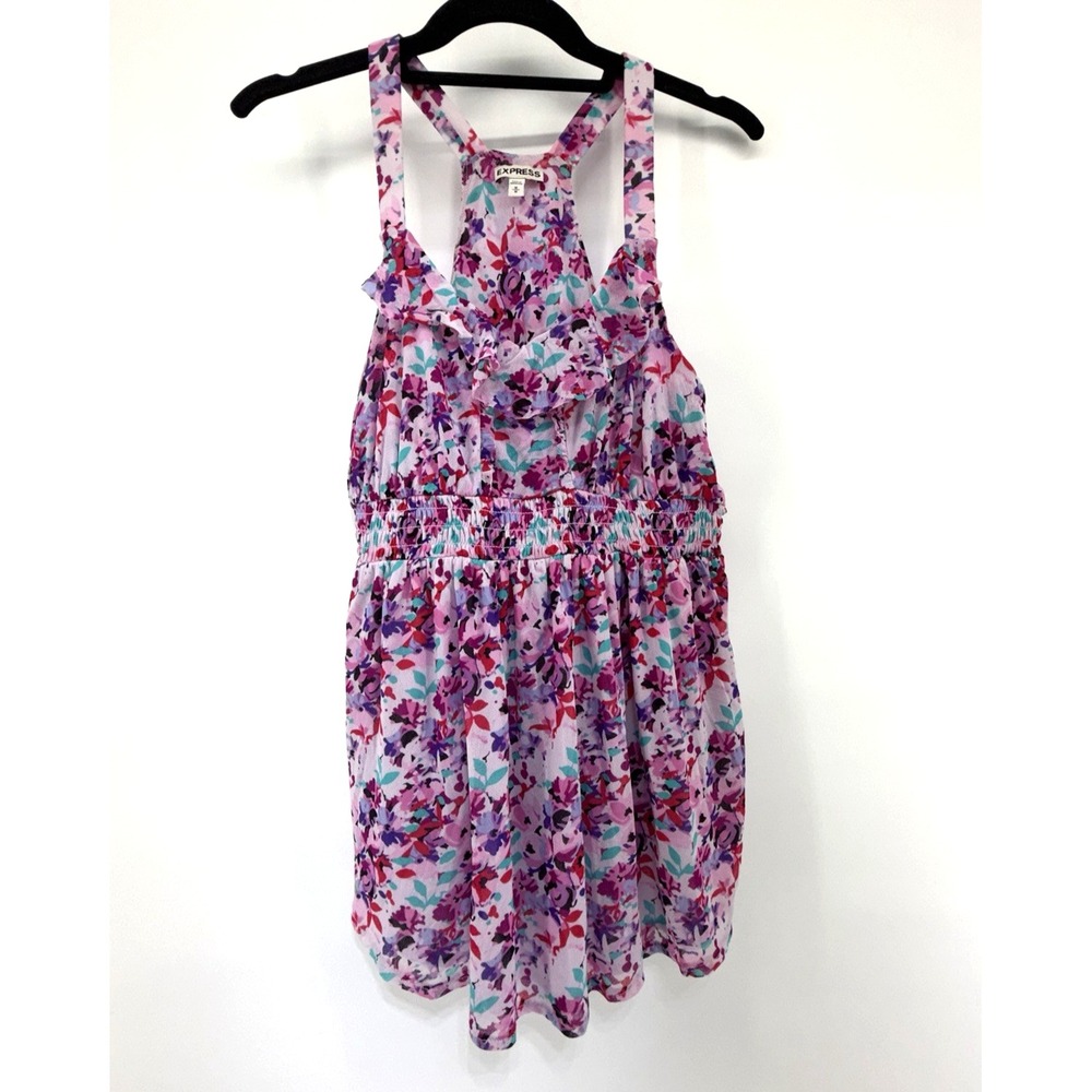 Express Y2K Floral Tank Top Fairy Pink Babydoll Whimsy Dainty Coquette Women M